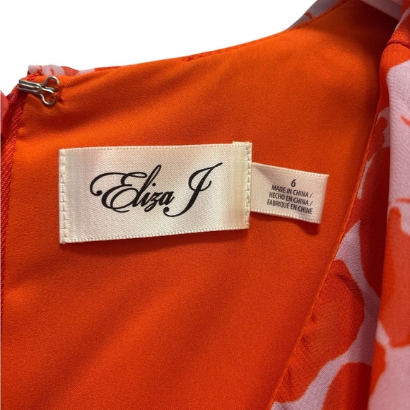 Eliza J Orange Asymmetrical Pleated Sundress - Picture 5 of 7